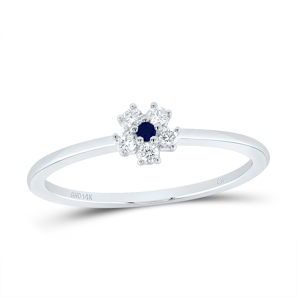 Picture of Gold N Diamonds 192437 0.1 CTW Diamond Channel 2 mm Rd-Bs Natural Gemstone Flower Ladies Band