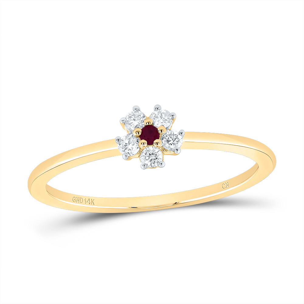 Picture of Gold N Diamonds 192432 0.1 CTW Diamond Channel 2 mm Rd-Ru Natural Gemstone Flower Ladies Band