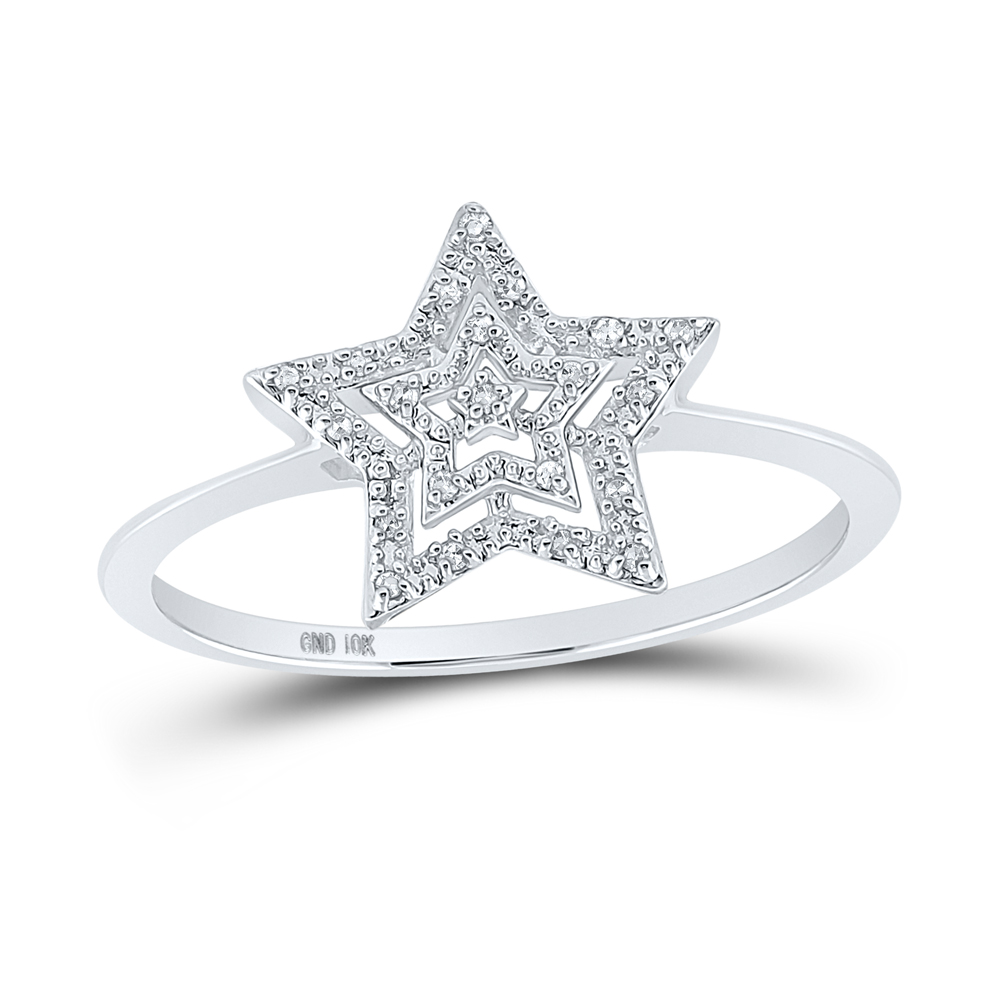 Picture of Gold N Diamonds 55322 10Kt White Gold Womens Round Diamond Star Ring - 0.05 CTTW