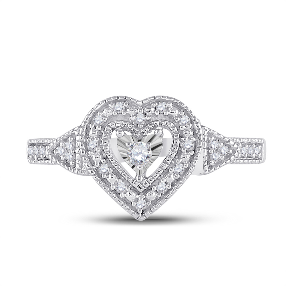 Picture of Gold N Diamonds 90177 Sterling Silver Womens Round Diamond Heart Ring - 0.125 CTTW