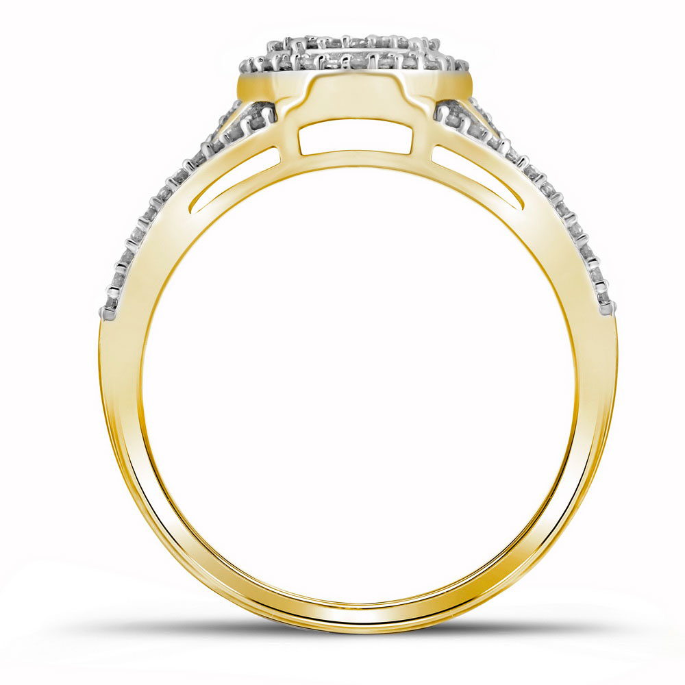 Picture of Gold N Diamonds 89717 10Kt Yellow Gold Womens Round Diamond Oval Cluster Twist Ring - 0.5 CTTW