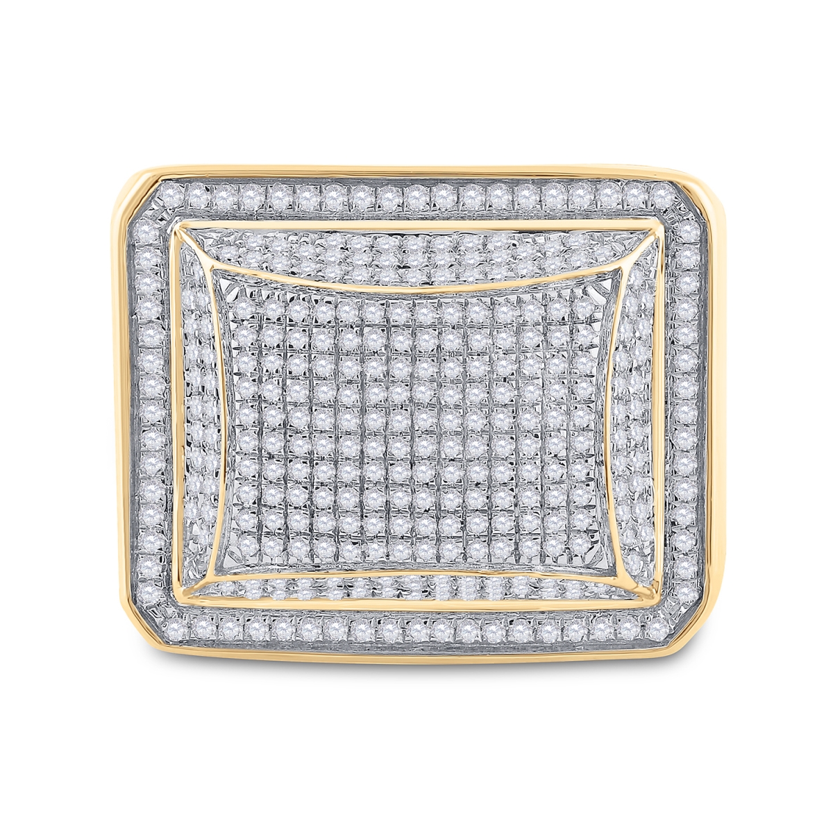 Picture of Gold N Diamonds 91431 10Kt Yellow Gold Mens Round Diamond Domed Square Cluster Ring - 1.00 CTTW
