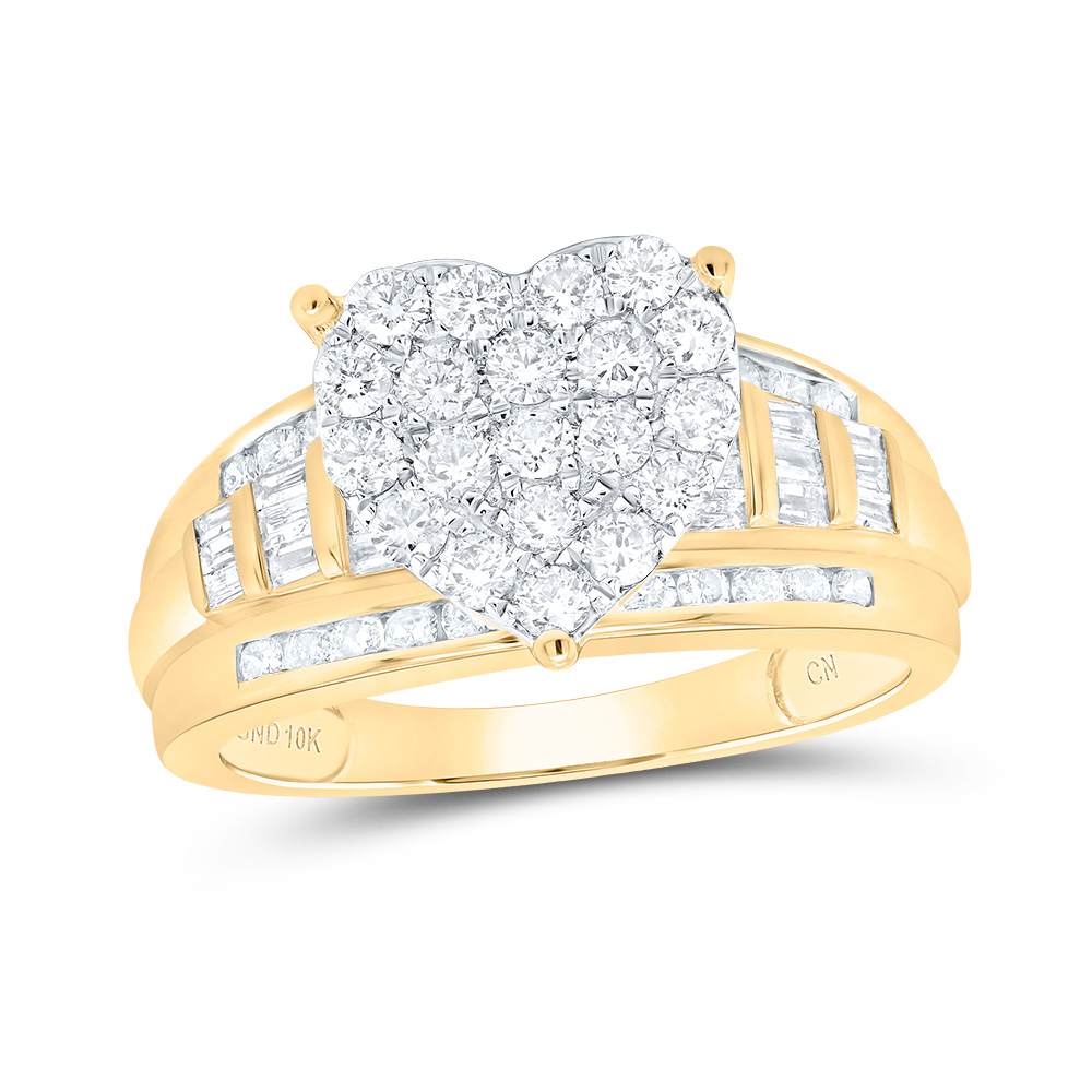 Picture of Gold N Diamonds 149595 1 CTW 10K Yellow Gold Womens Round Diamond Cluster Bridal Wedding Engagement Ring - Size 5