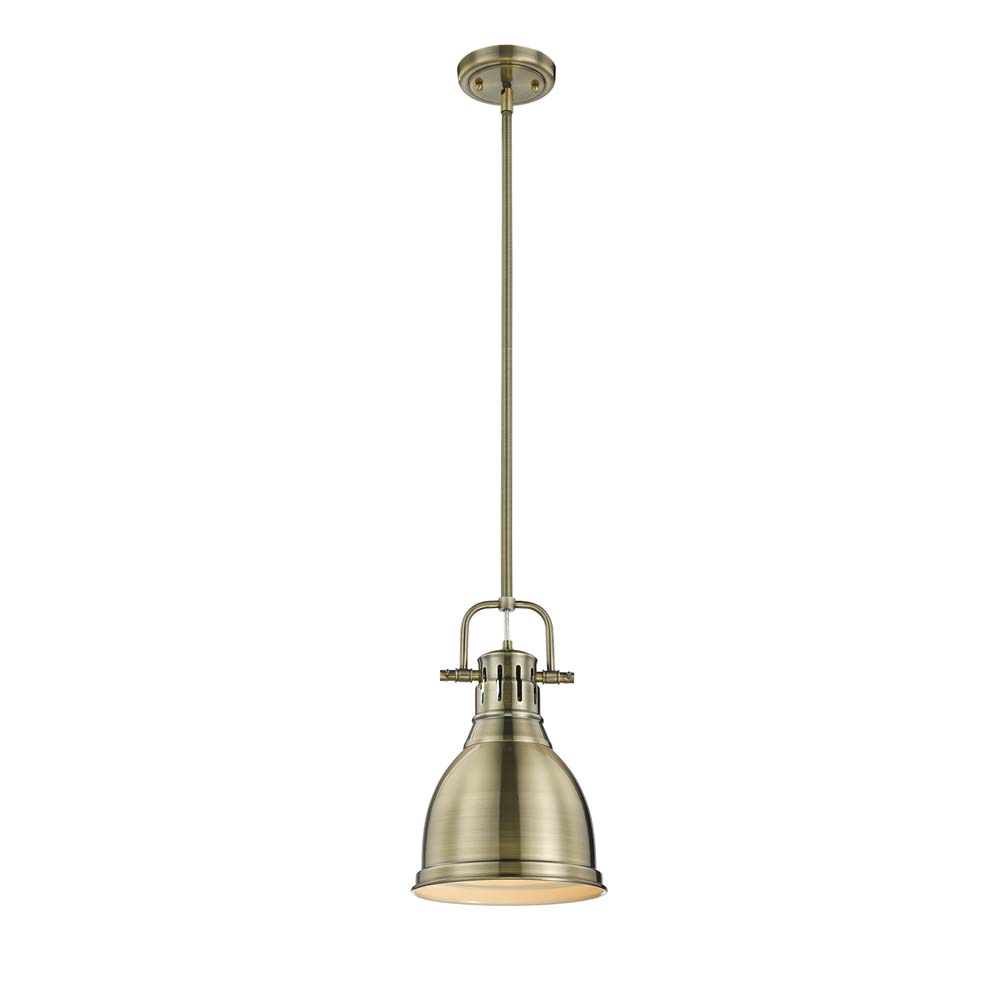 Picture of Golden Lighting 3604-S AB-AB Duncan AB Small Pendant with Rod, Gold - Aged Brass Shades