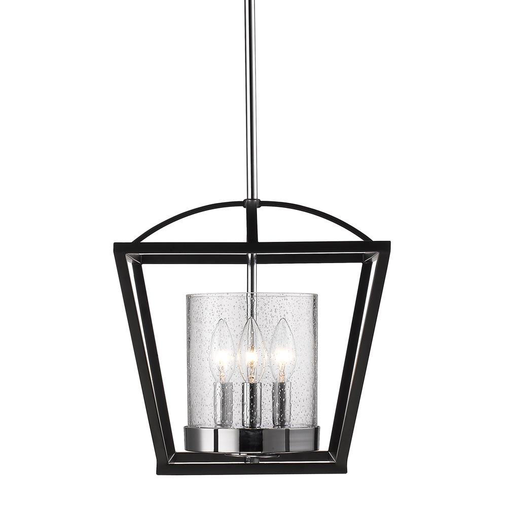 4309-SF BLK-SD Mercer Semi-Flush, Black & Seeded Glass -  Golden Lighting