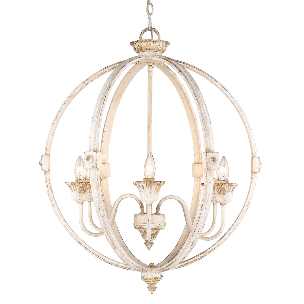 Picture of Golden Lighting 0892-6 AI 26 in. Jules 6 Lights Antique Ivory Chandelier Ceiling Light - White