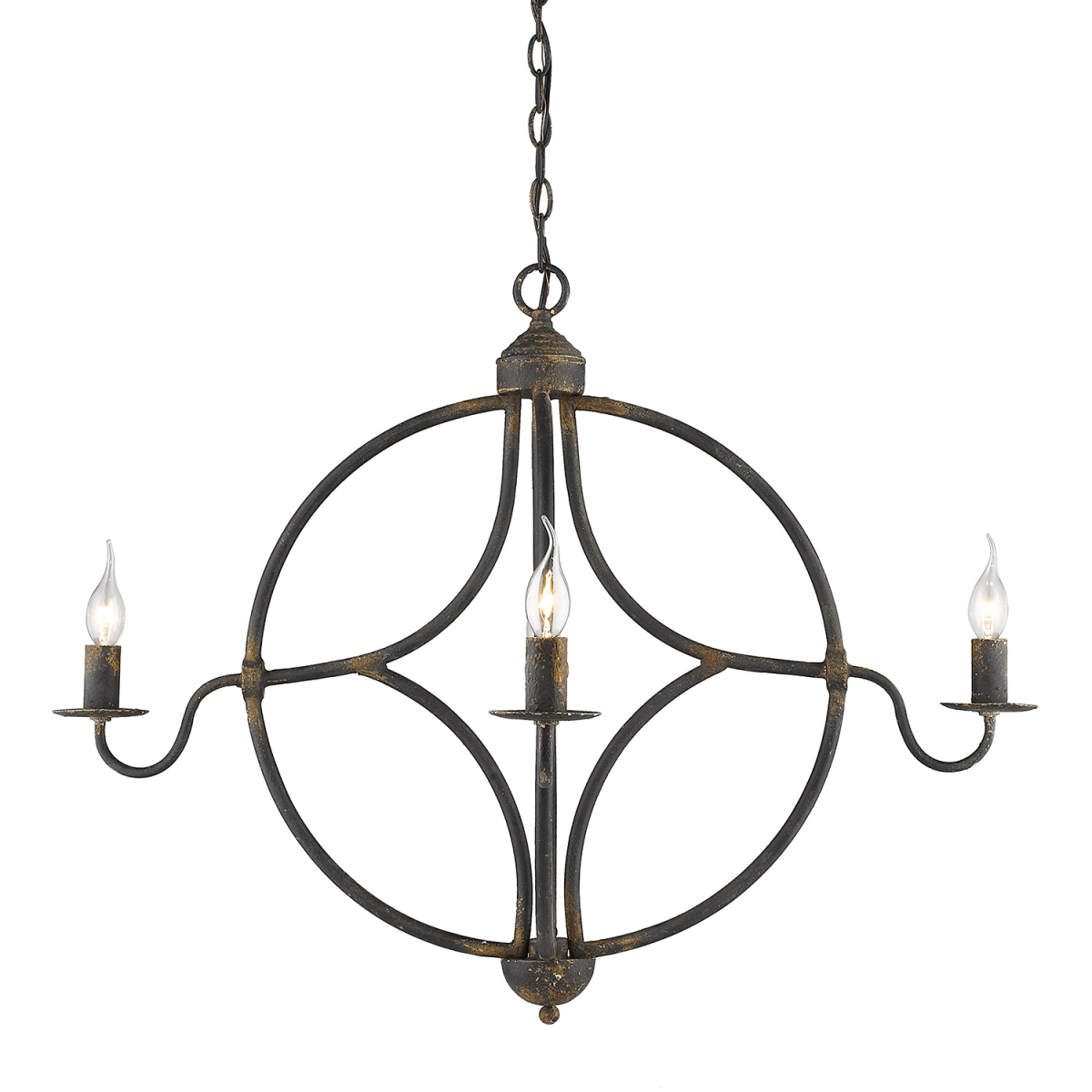 Picture of Golden Lighting 0830-4 ABI 33 in. Caspian 4 Lights Antique Black Iron Caged Foyer Ceiling Light