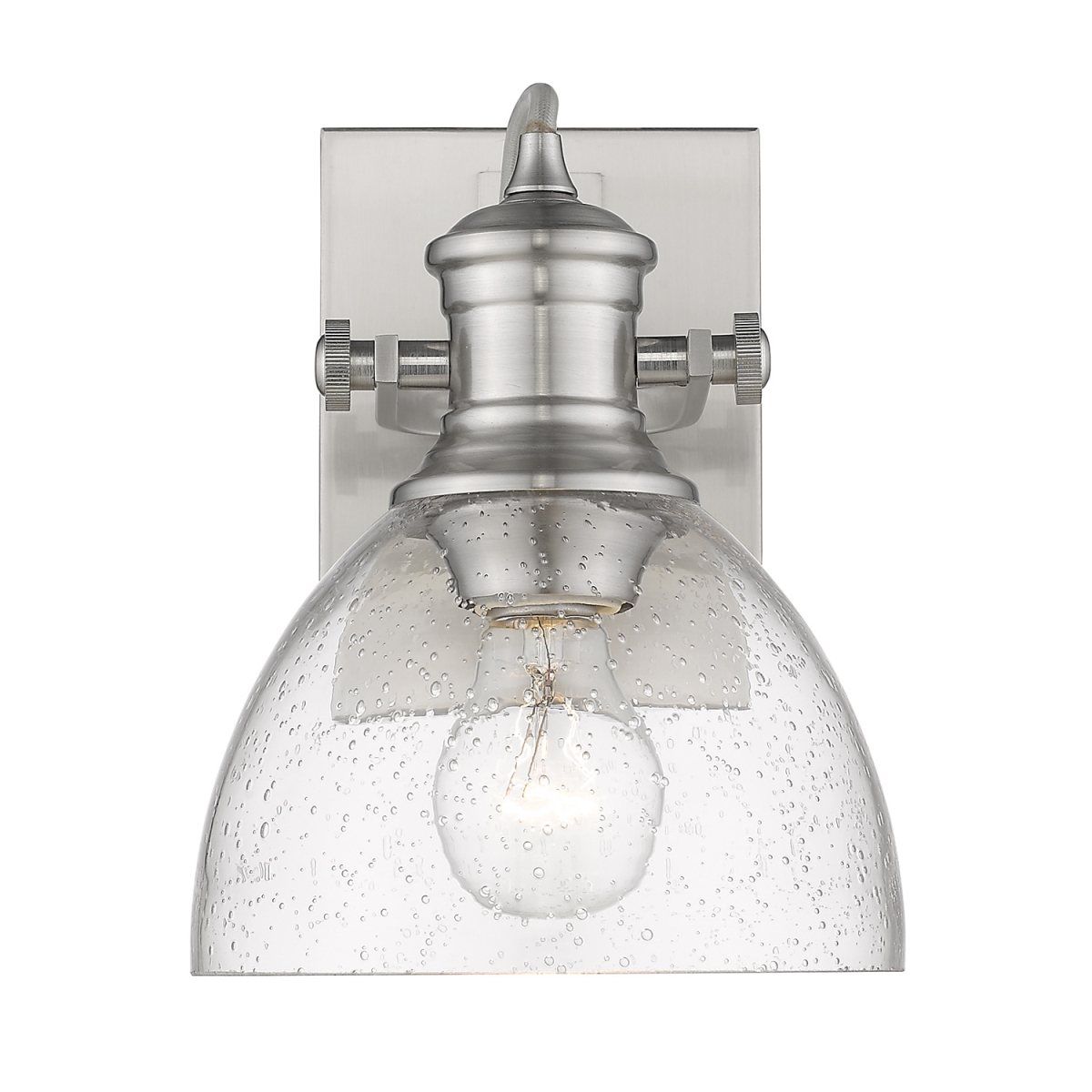 Picture of Golden Lighting 3118-BA1 PW-SD 7 in. Hines 1 Lights Pewter Bath Fixture Wall Light with Seeded Glass&#44; Silver
