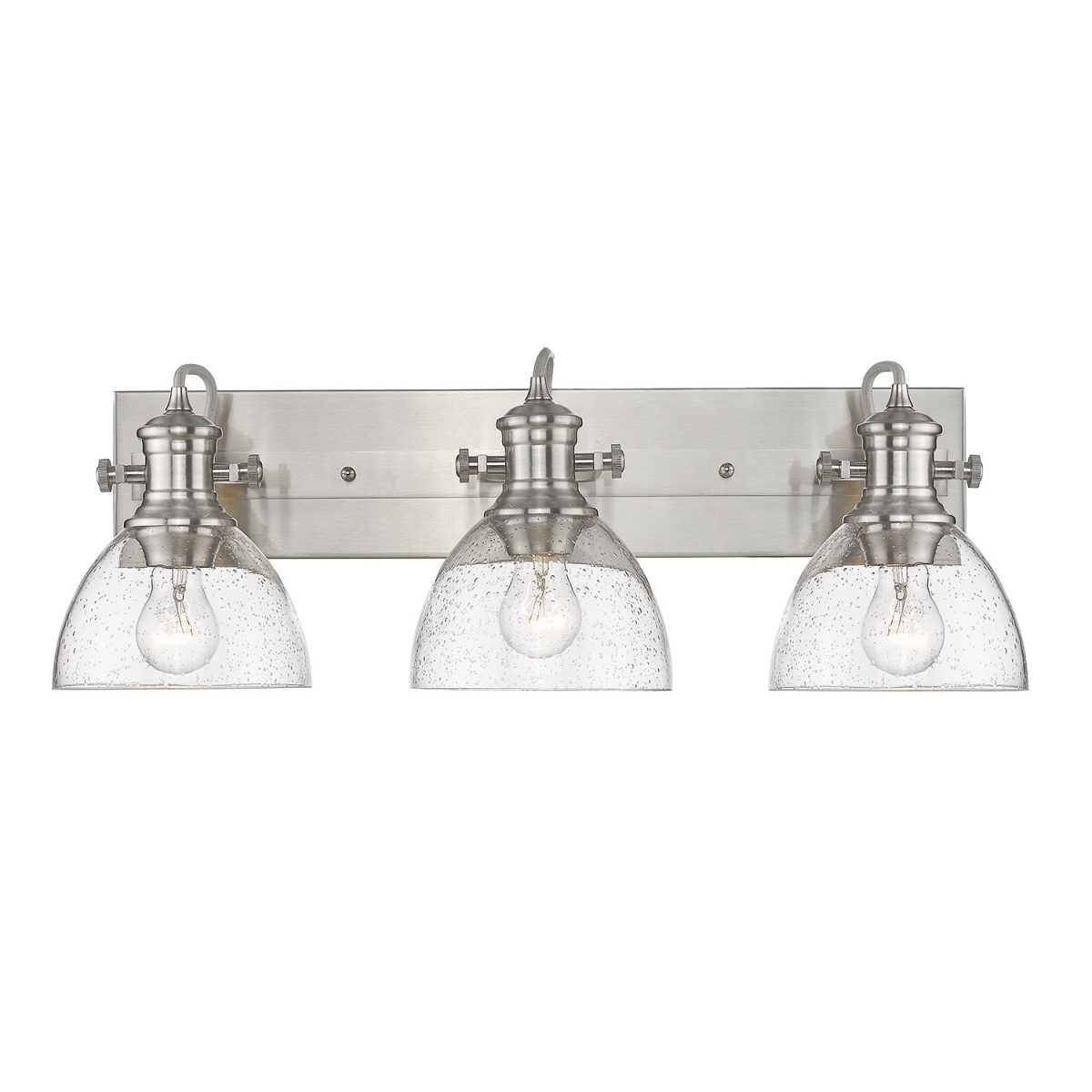 Picture of Golden Lighting 3118-BA3 PW-SD 25 in. Hines 3 Lights Pewter Bath Fixture Wall Light with Seeded Glass&#44; Silver
