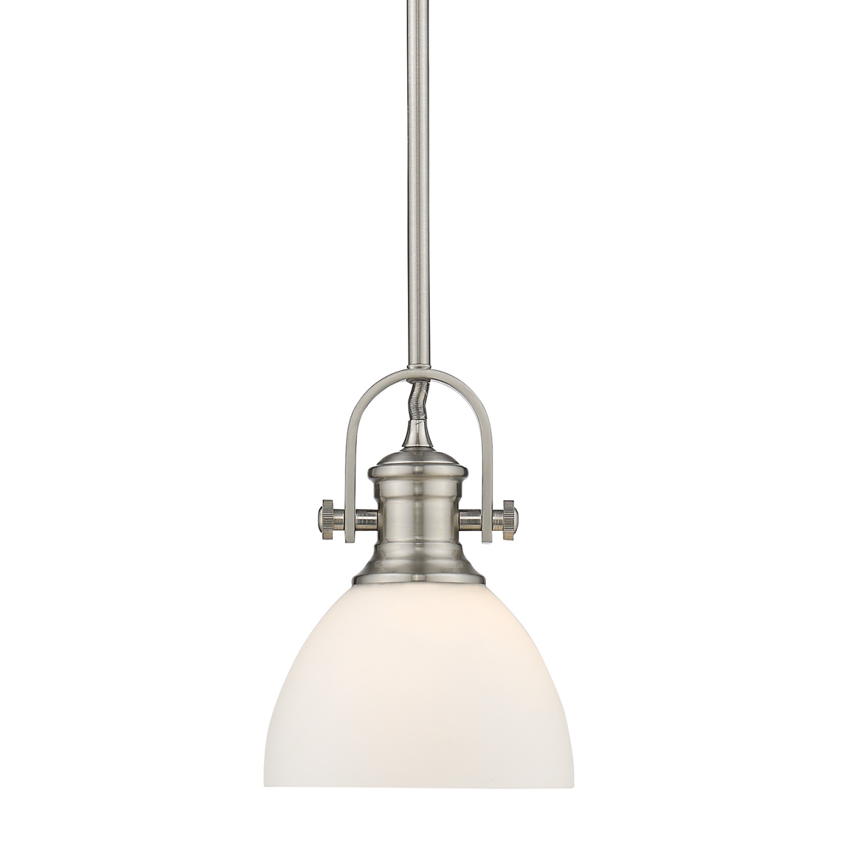 Picture of Golden Lighting 3118-M1L PW-OP 7 in. Hines 1 Lights Pewter Mini Pendant Ceiling Light with Opal Glass, Silver - 120V