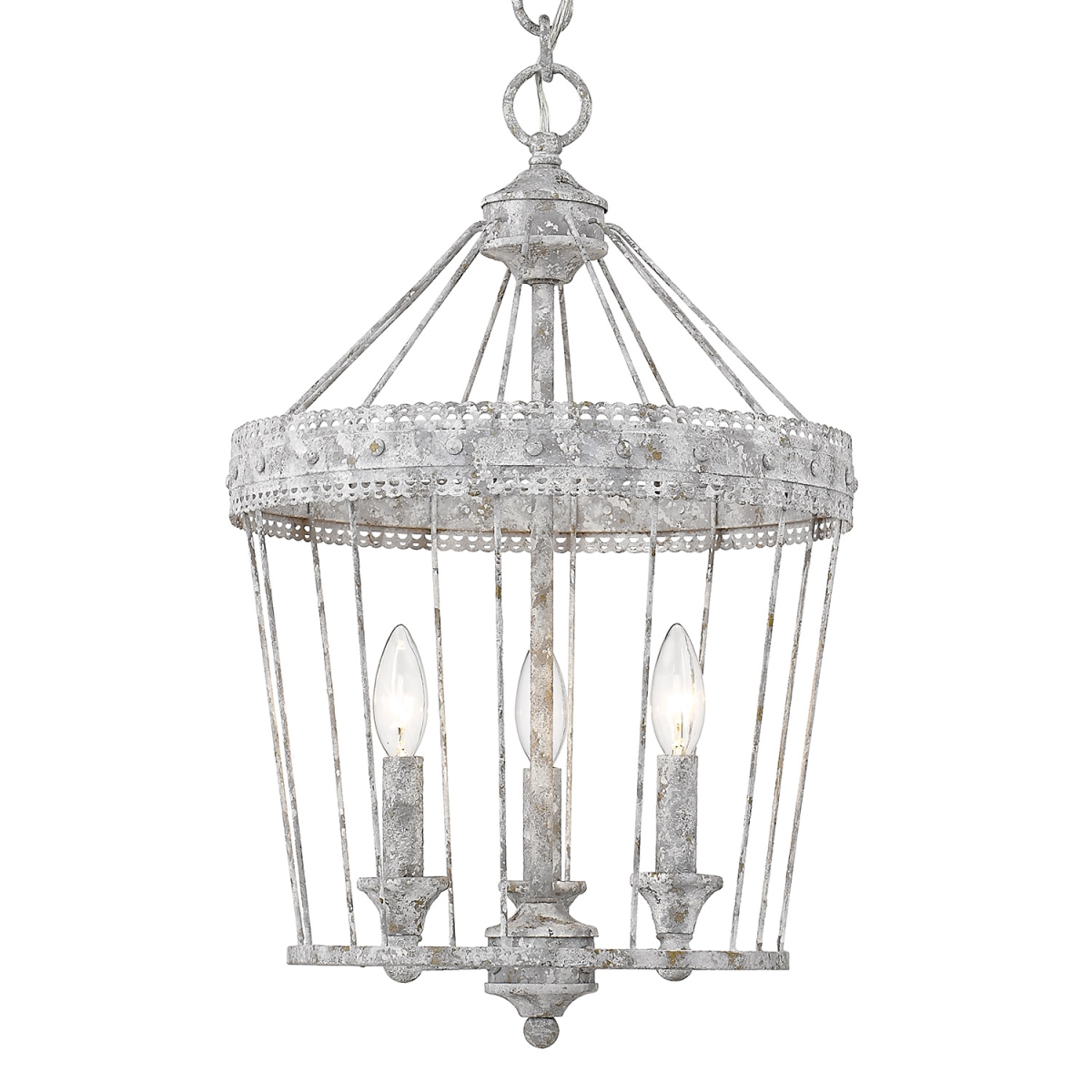 Picture of Golden Lighting 7856-3P OY 14 in. Ferris 3 Lights Oyster Mini Chandelier Ceiling Light - White