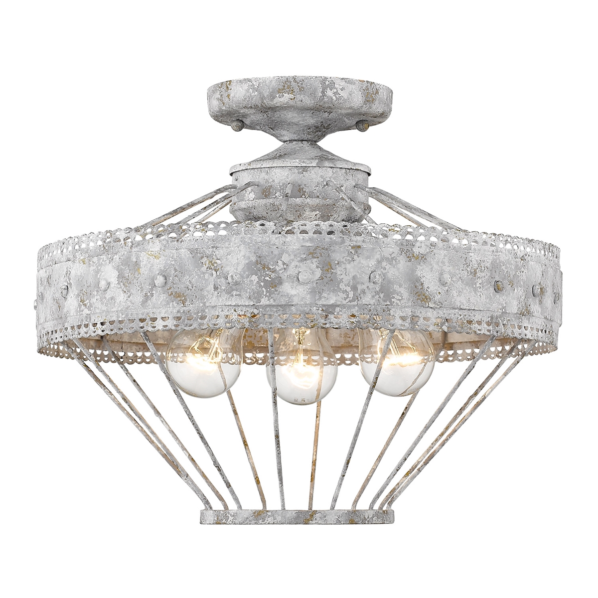 Picture of Golden Lighting 7856-SF OY 15 in. Ferris 3 Lights Oyster Semi-Flush Mount Ceiling Light - White