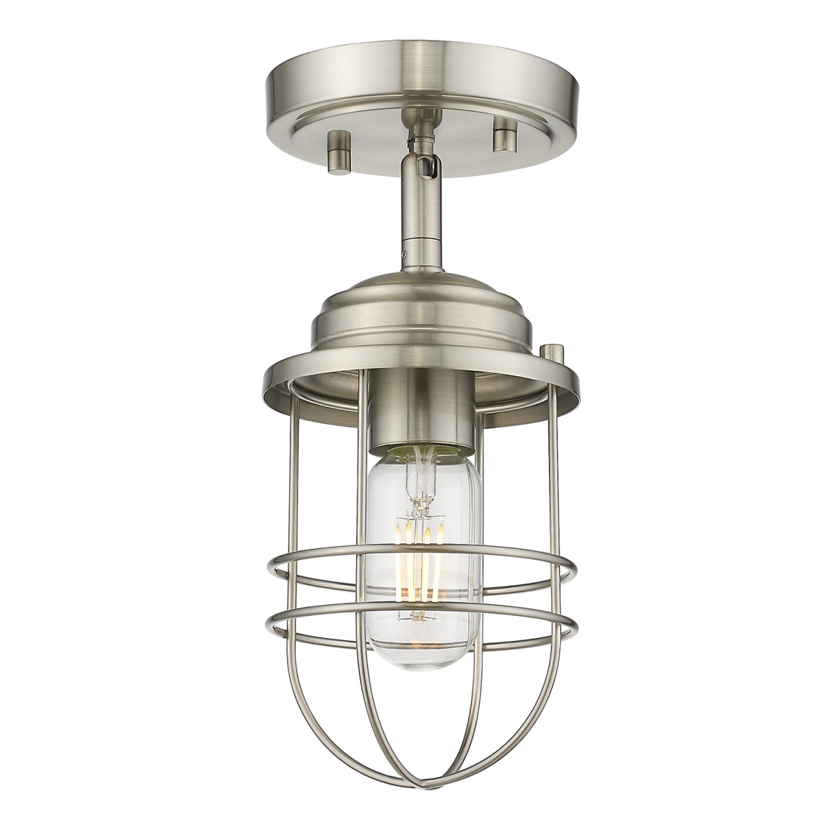 Picture of Golden Lighting 9808-SF PW 5 in. Seaport 1 Lights Pewter Semi-Flush Mount Ceiling Light - Silver