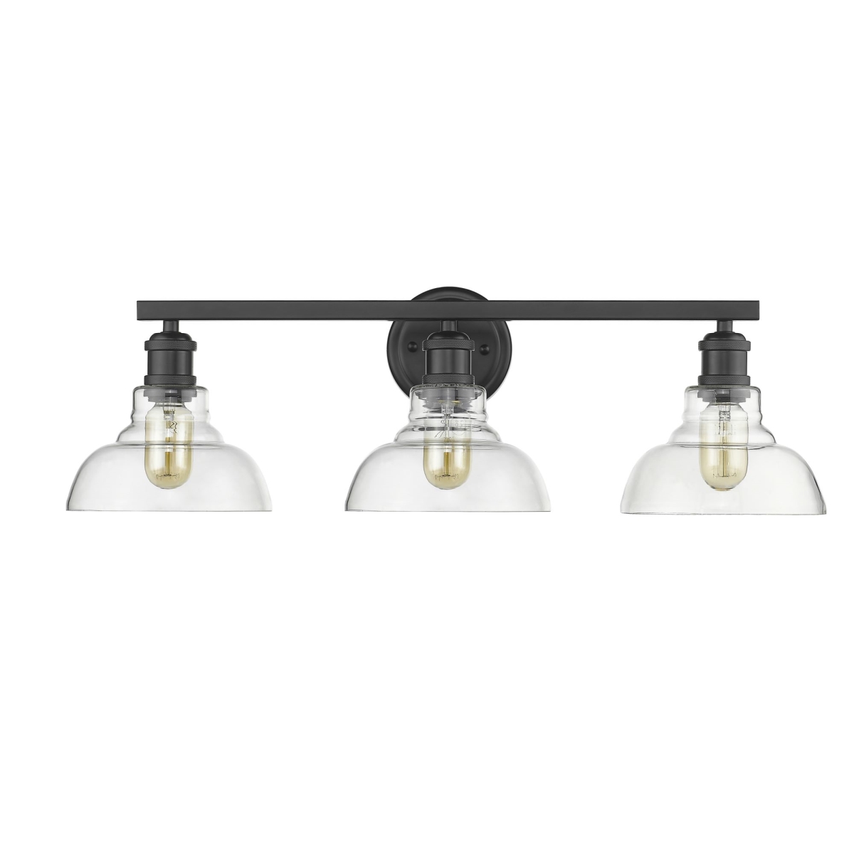 Picture of Golden Lighting 0305-BA3 BLK-CLR 28 in. Carver 3 Lights Black Bath Fixture Wall Light with Clear Glass Shades