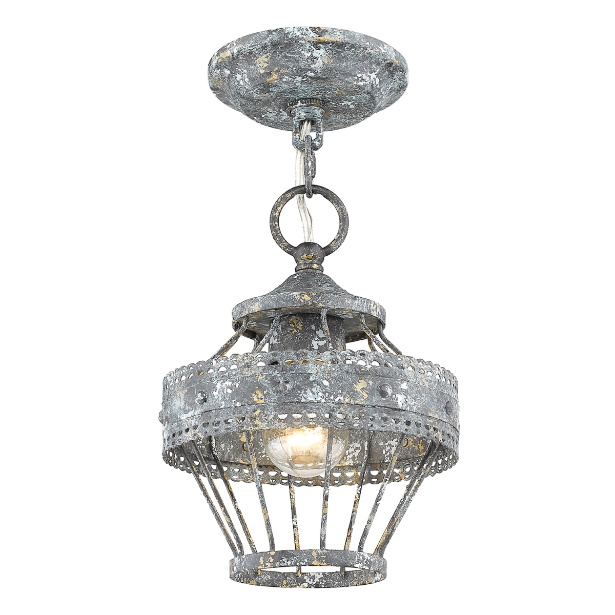 Picture of Golden Lighting 7856-1SF VP 8 in. Ferris 1 Lights Blue Verde Patina Semi-Flush Mount Ceiling Light