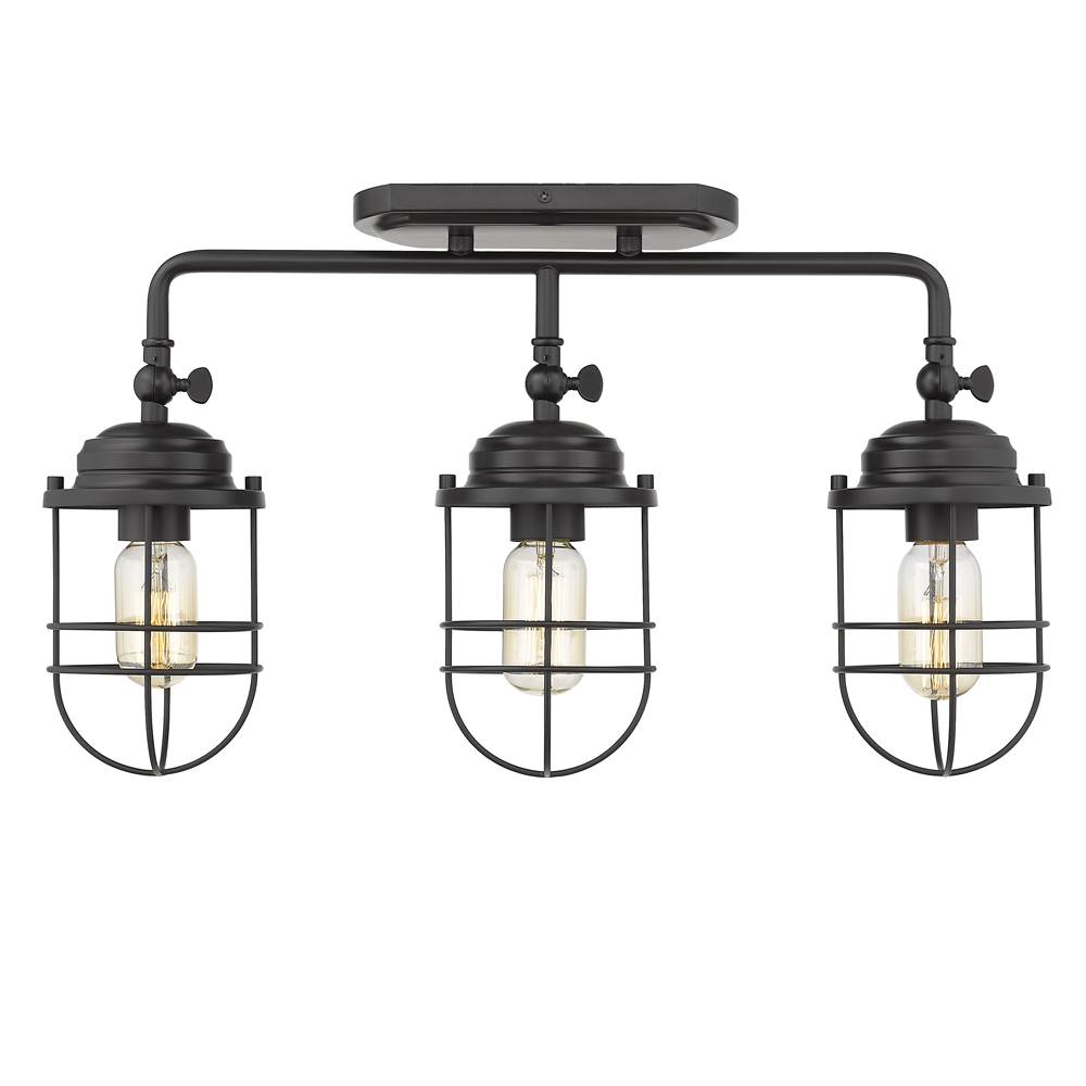 Picture of Golden Lighting 9808-LSF BLK Seaport 3 Lights Black Linear Semi-Flush Track Ceiling Light