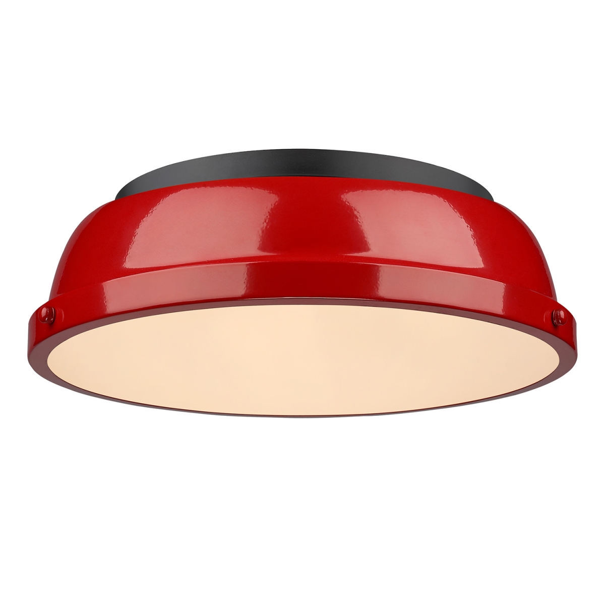Picture of Golden Lighting 3602-14 BLK-RD Duncan 14 in. Flush Mount Light with Red Shade, Black