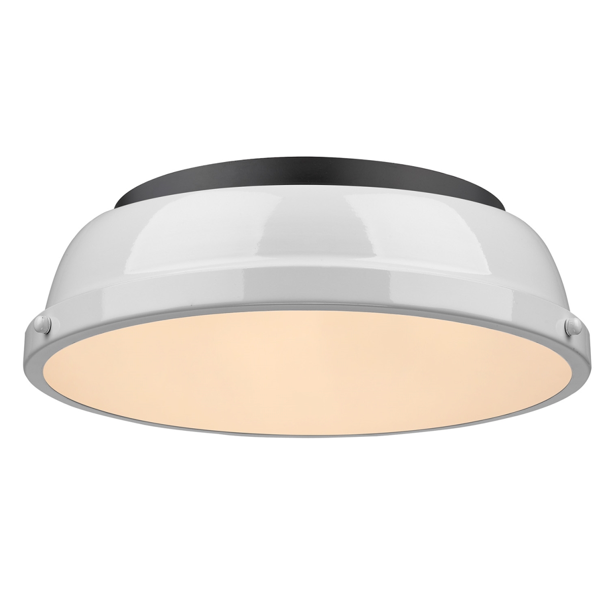 Picture of Golden Lighting 3602-14 BLK-WH Duncan 14 in. Flush Mount Light with White Shade, Black