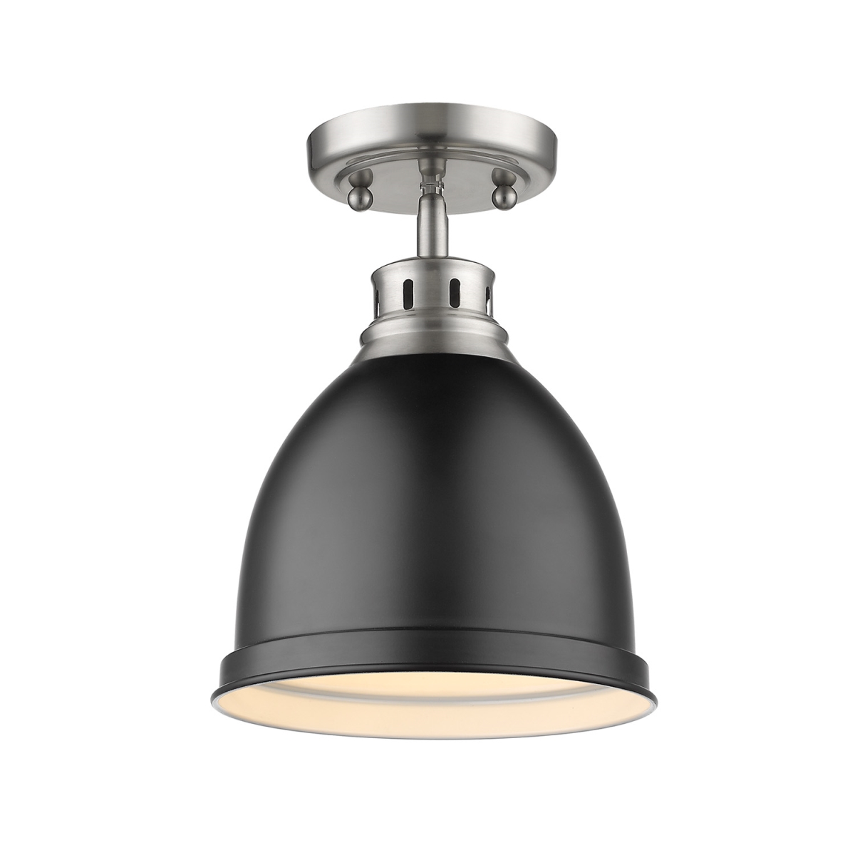 Picture of Golden Lighting 3602-FM PW-BLK Duncan Flush Mount Light with Matte Black Shade, Pewter