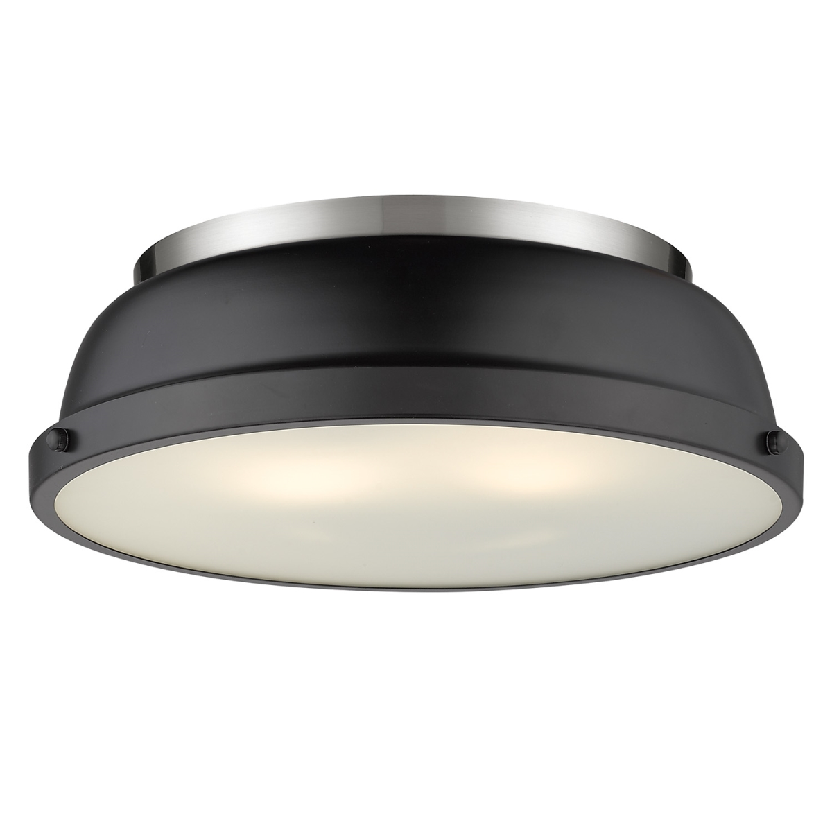 Picture of Golden Lighting 3602-14 PW-BLK Duncan 14 in. Flush Mount Light with Matte Black Shade, Pewter