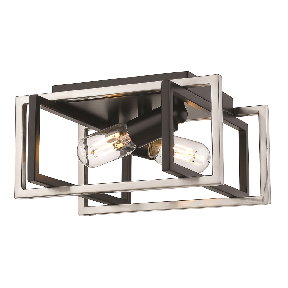 Picture of Golden Lighting 6070-FM BLK-PW Tribeca Flush Mount Light with Pewter Accents, Black