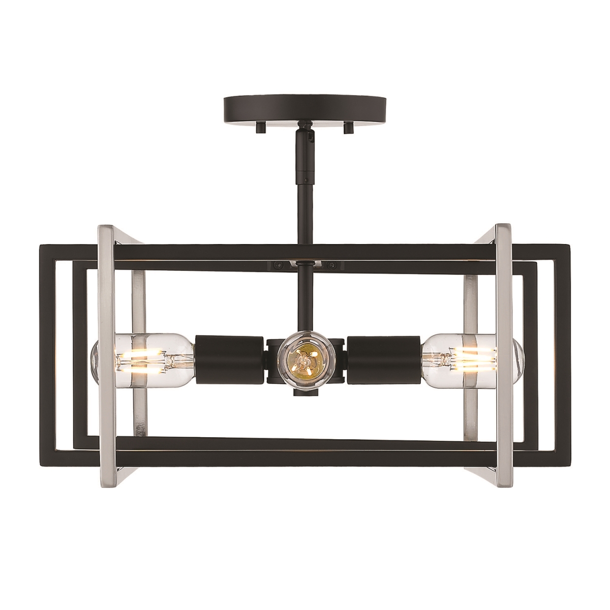 Picture of Golden Lighting 6070-SF BLK-PW Tribeca Semi-Flush Mount Light with Pewter Accents, Black