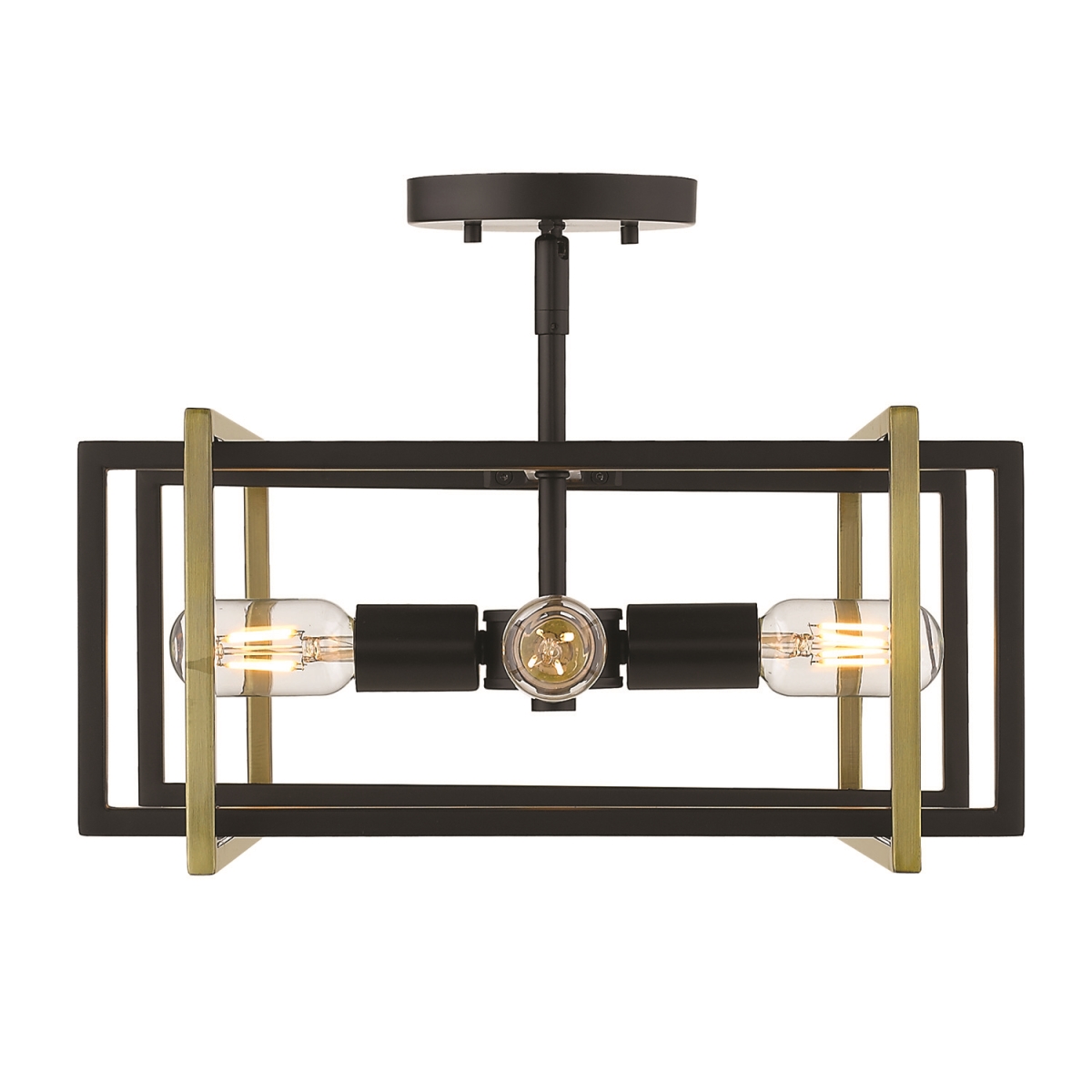 Picture of Golden Lighting 6070-SF BLK-AB Tribeca Semi-Flush Mount Light with Aged Brass Accents, Black