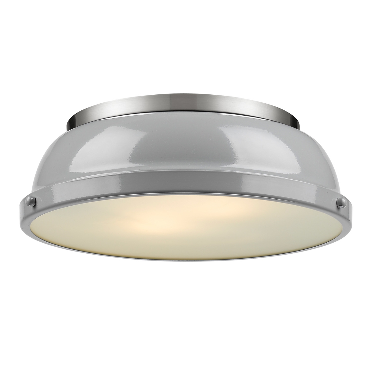 Picture of Golden Lighting 3602-14 PW-GY Duncan 14 in. Flush Mount Light with Gray Shade, Pewter