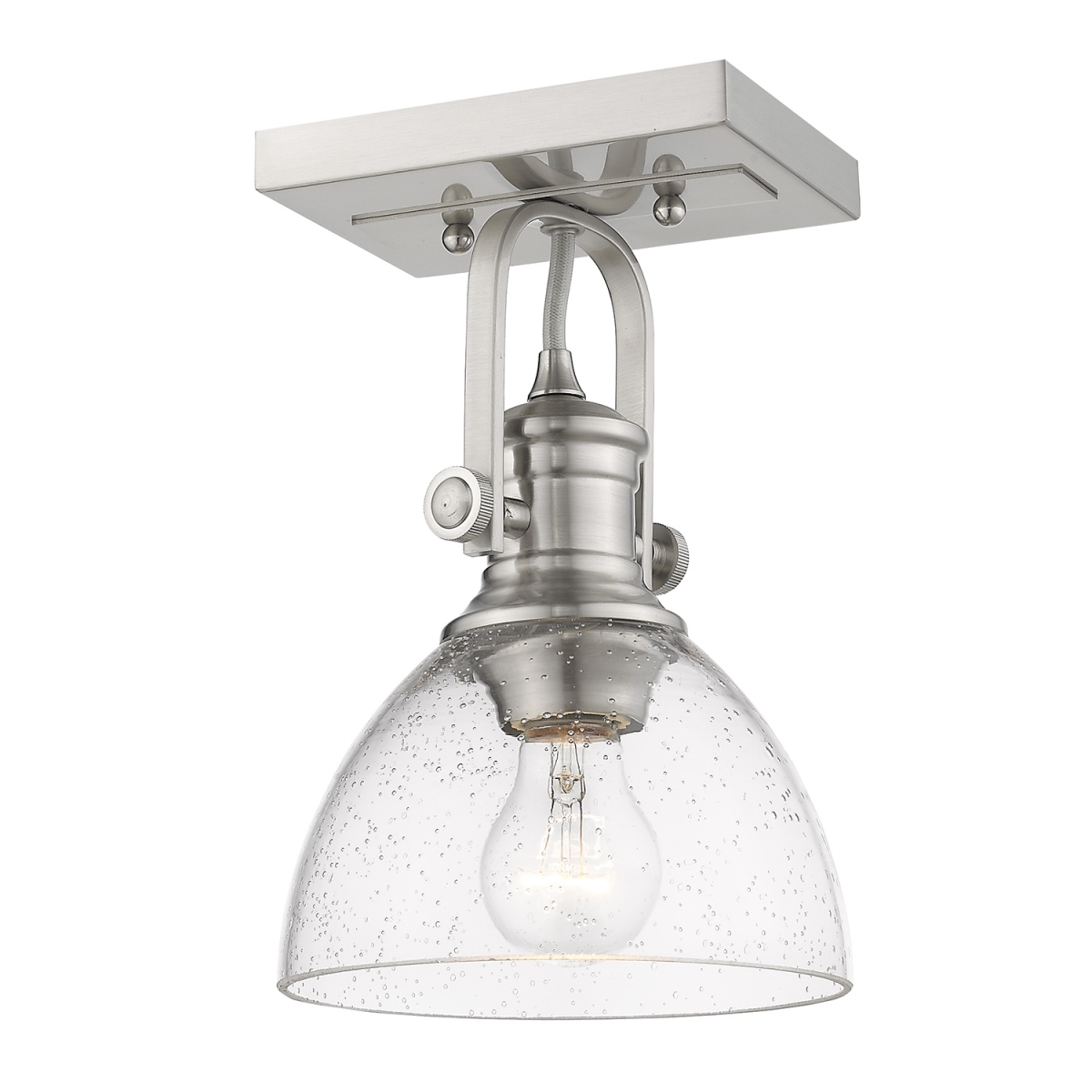 Picture of Golden Lighting 3118-1SF PW-SD Hines 1-Light Semi-Flush Mount with Seeded Glass, Pewter