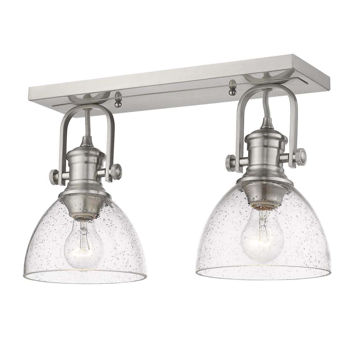Picture of Golden Lighting 3118-2SF PW-SD Hines 2-Light Semi-Flush Mount with Seeded Glass, Pewter