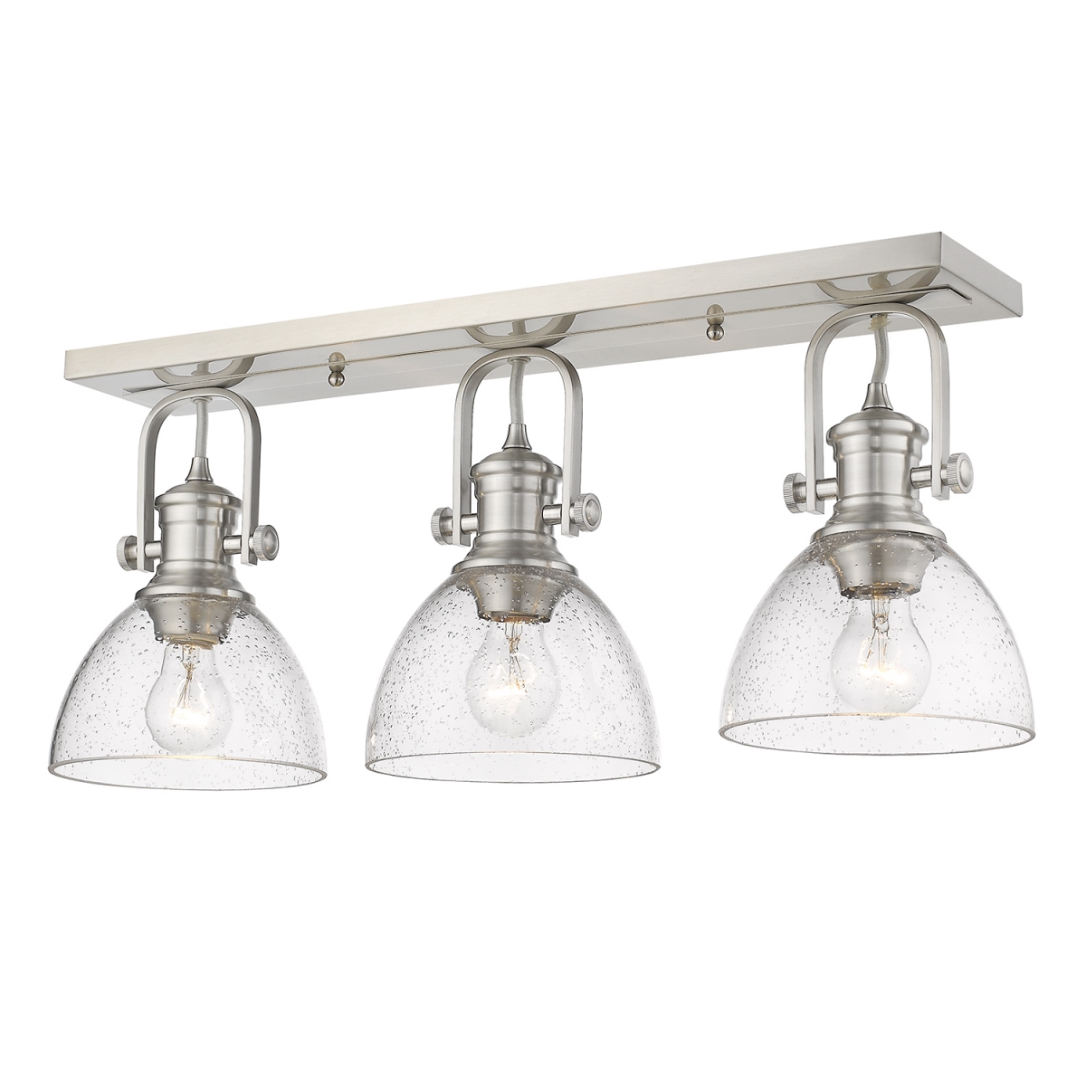 Picture of Golden Lighting 3118-3SF PW-SD Hines 3-Light Semi-Flush Mount with Seeded Glass, Pewter