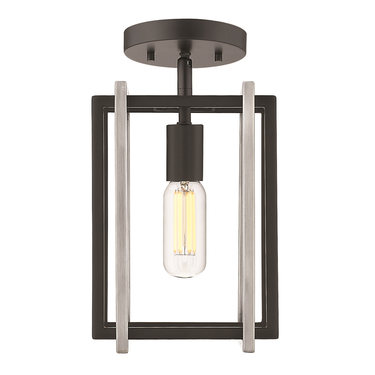 Picture of Golden Lighting 6070-1SF BLK-PW Tribeca 1-Light Semi-Flush Mount with Pewter Accents, Black