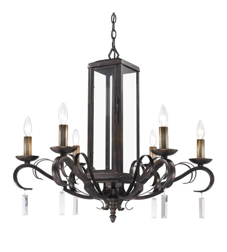 Picture of Golden Lighting 2049-SF BLK Valencia Semi-Flush Mount Light with Seeded Glass&#44; Fired Bronze