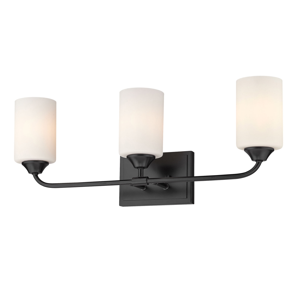 Picture of Golden Lighting 2120-BA3 BLK-CYL-OP Ormond 3 Light Bath Vanity in Black with Cylindrical Opal Glass Shade