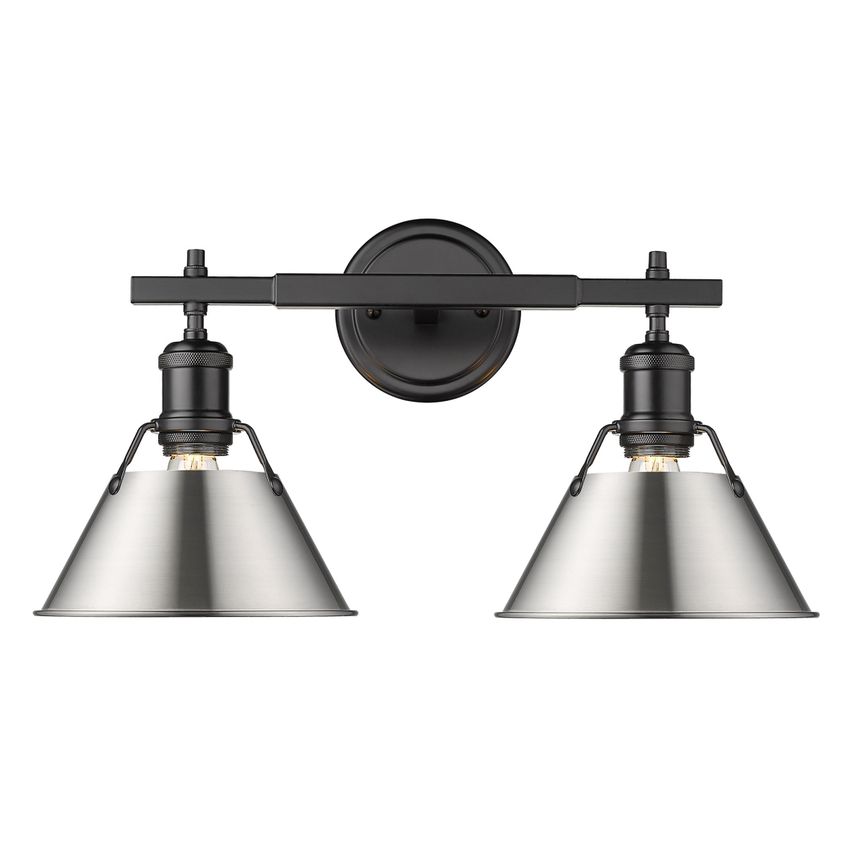 3306-BA2 BLK-PW Orwell 2 Light Bath Vanity in Black with Pewter Shade -  Golden Lighting