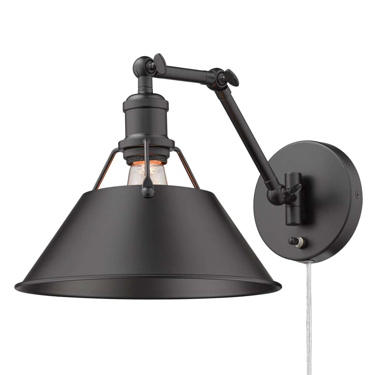Picture of Golden Lighting 3306-A1W BLK-BLK Orwell 12 in. 100W Matte Black Adjustable 1 Light Articulating Wall Sconce