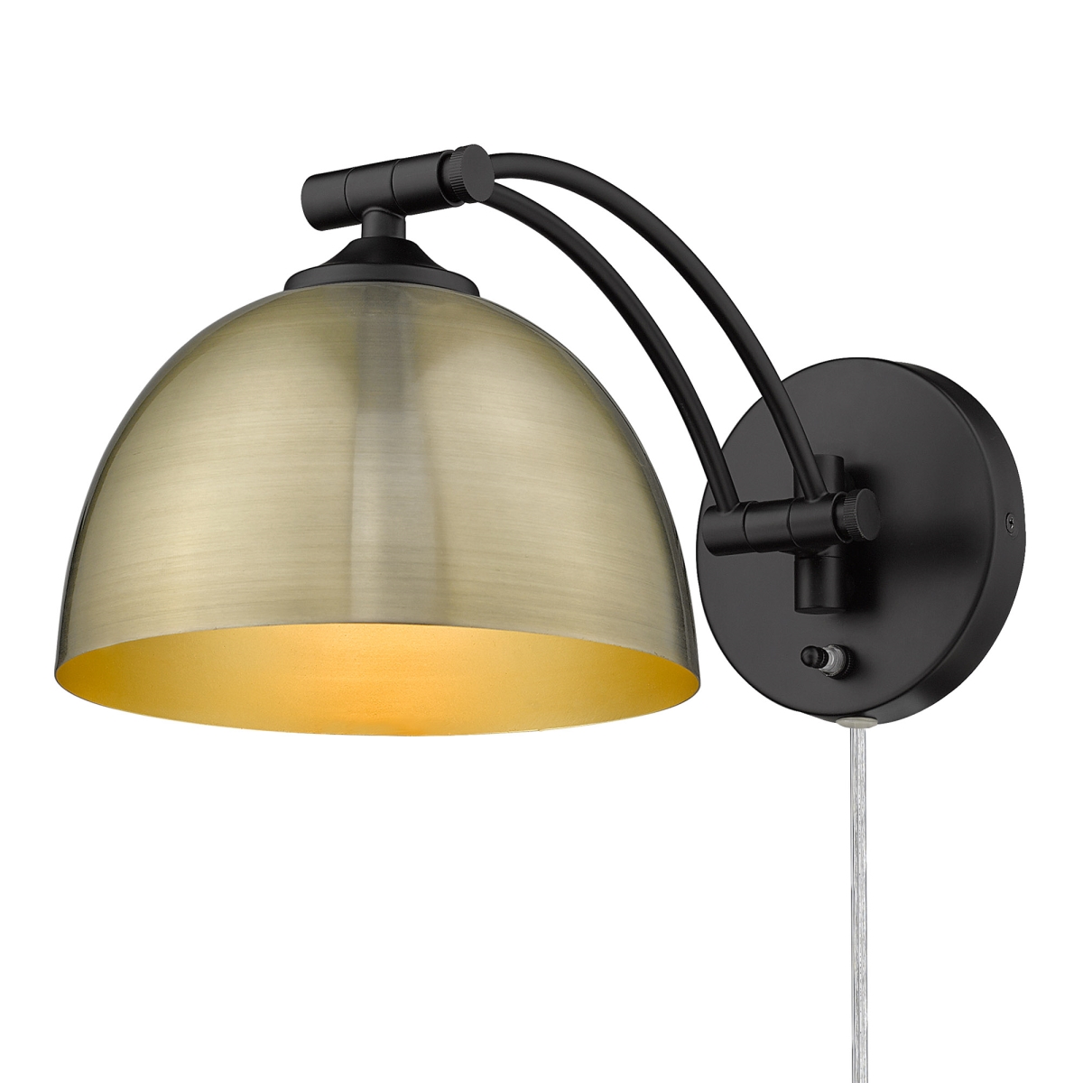Picture of Golden Lighting 3688-A1W BLK-AB Rey 10 in. 100W Matte Black Adjustable 1 Light Articulating Wall Sconce