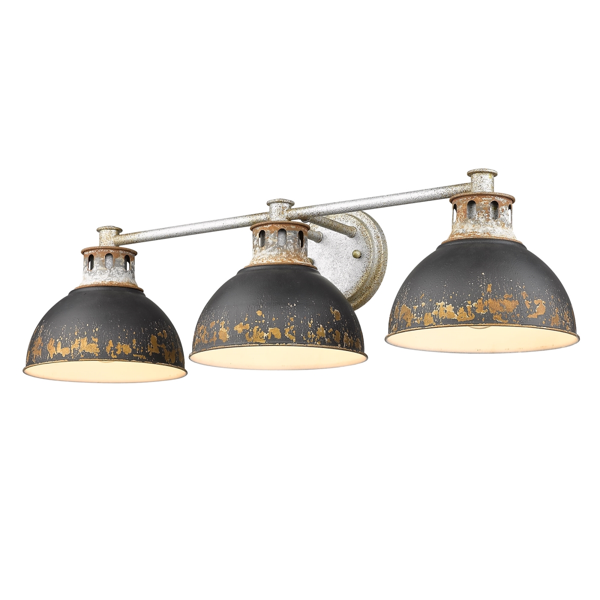 Kinsley 3 Light Bath Vanity Aged Galvanized Steel with Antique Black Iron