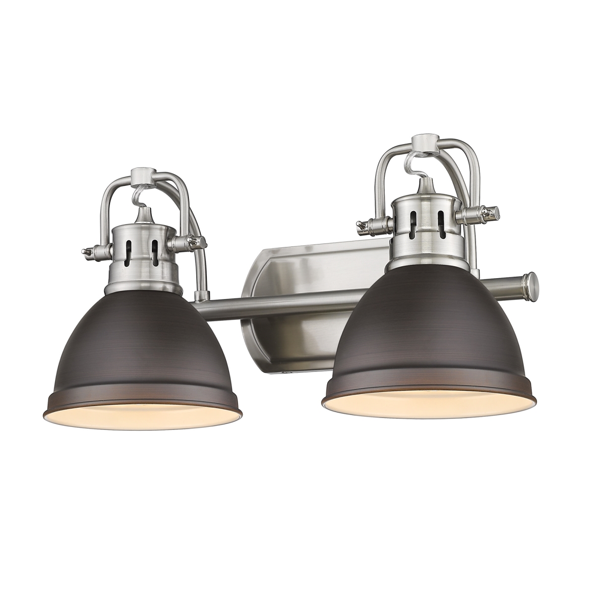 3602-BA2 PW-RBZ Duncan 2 Light Bath Vanity, Rubbed Bronze Shades - Pewter -  Golden Lighting