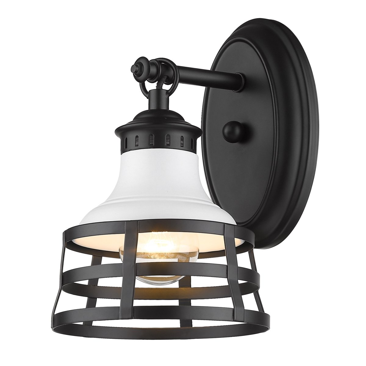 Picture of Golden Lighting 1109-1W BLK-WHT 17 in. Locklyn Light Wall Sconce, Matte Black
