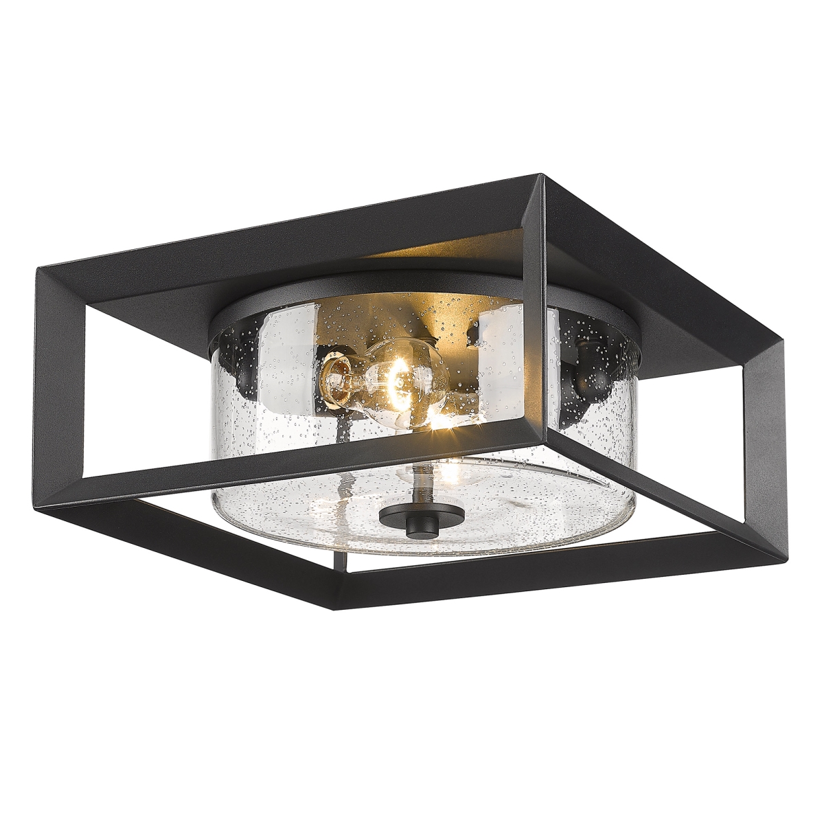 Picture of Golden Lighting 2073-OFM NB-SD Smyth Outdoor Flush Mount, Natural Black with Seeded Glass