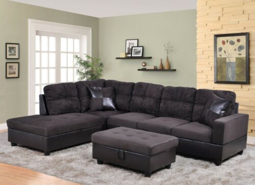 F105A L Shape Left Hand Facing Sectional Sofa Sets  Espresso -  Golden Coast Furniture