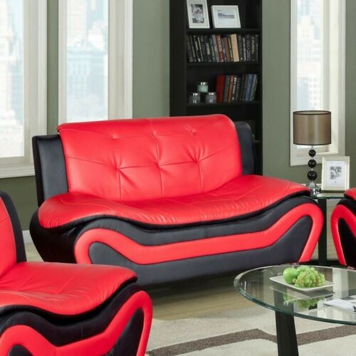 Classic Loveseat, Black & Red - Large