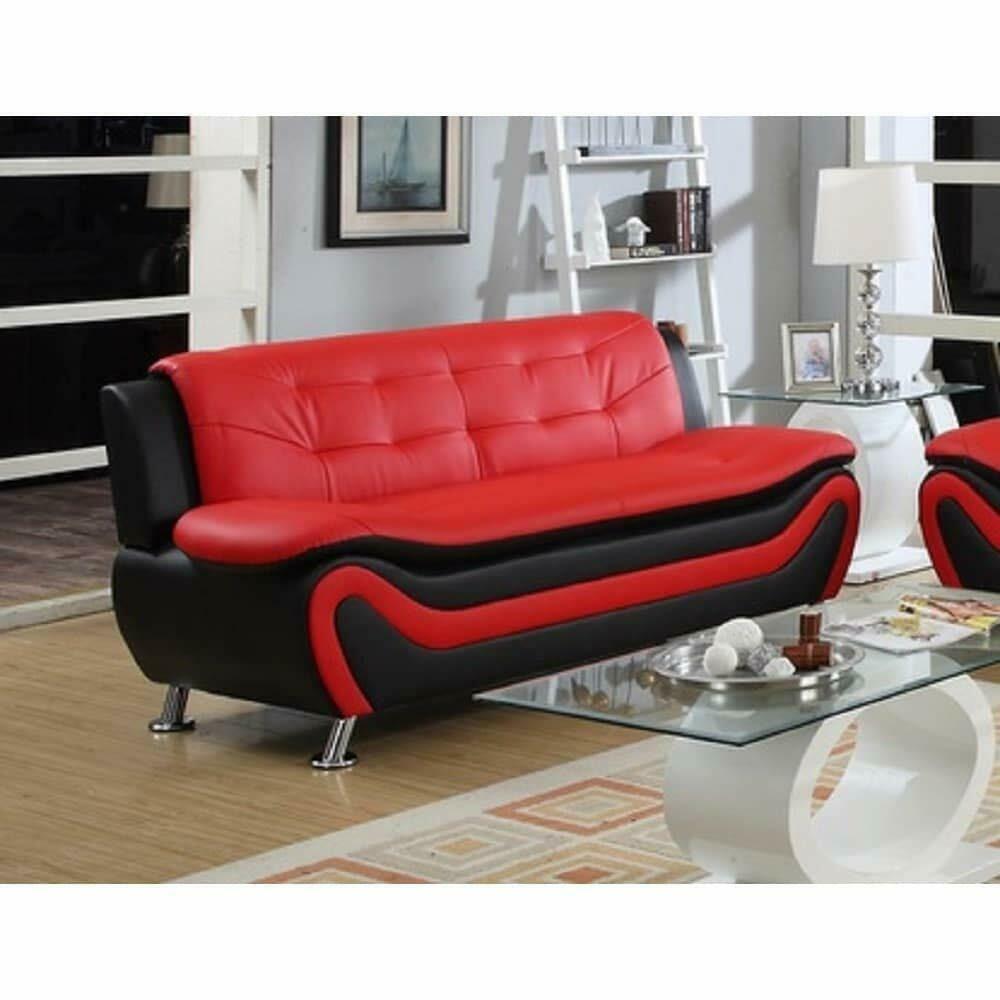 PDAE Roselia Relaxing Contemporary Modern Style Sofa, Black & Red - Small