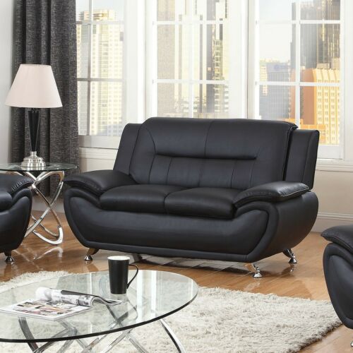 Faux Leather Sofa loveseat, Black - Large