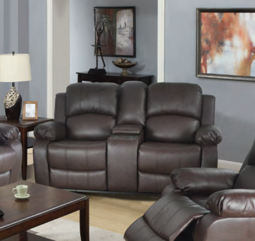 GS2890-L Bonded leather Lucius Reclining Loveseat, Brown - Large -  Golden Coast Furniture