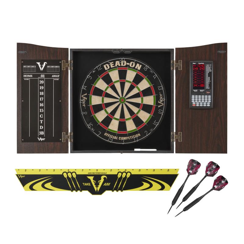 Picture of Viper 40-1220 Vault Deluxe Dartboard Cabinet with Built-In Pro Score&#44; Dead-On Dartboard&#44; Walnut