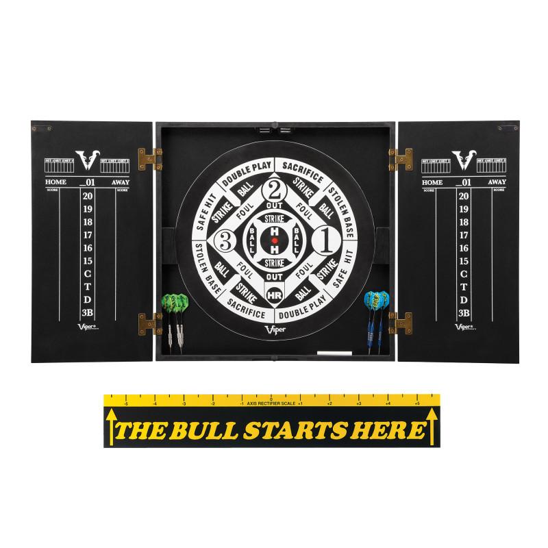 Picture of Viper 40-1204 Hideaway Cabinet with Coiled Paper Dartboard & The Bull Starts Here Throw Line Marker&#44; Black