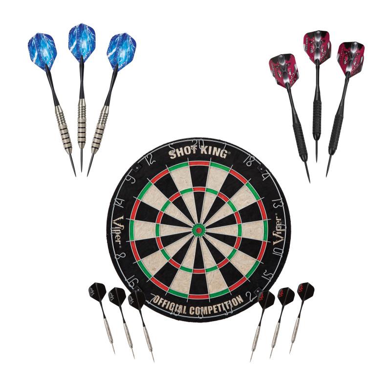 Picture of Viper 42-9022 Shot King Sisal Dartboard & Silver Thunder 25g Steel Tip Darts&#44; Red