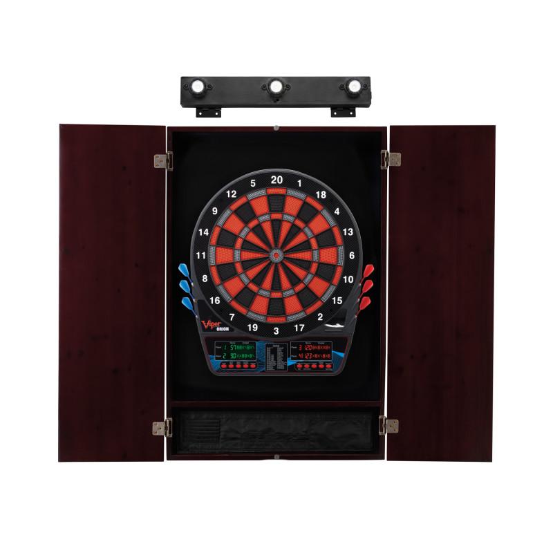 Picture of Viper 40-9048 Orion Electronic Metropolitan Mahogany Cabinet & Shadow Buster Dartboard Light Bundle&#44; Black